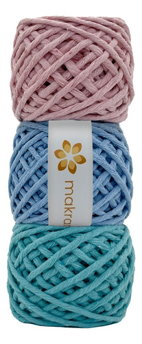 Hilaza De Algodón Para Macramé 3mm Kit 3pza Colores Color Pasteles