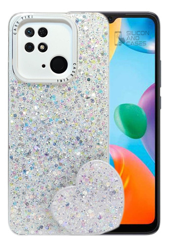 Carcasa Para Xiaomi Redmi 10c Glitter Incluye Pop Socket