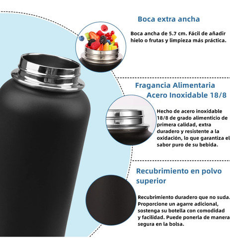 Termo Acero Inoxidable 1 Litro Botella Agua Deportiva