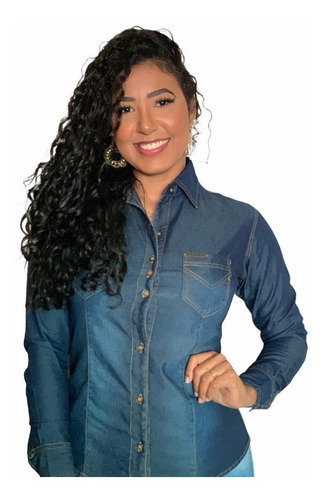 Imagem 1 de 4 de Camisete / Camisa Social Feminina Barato Manga Longa P Ao Gg