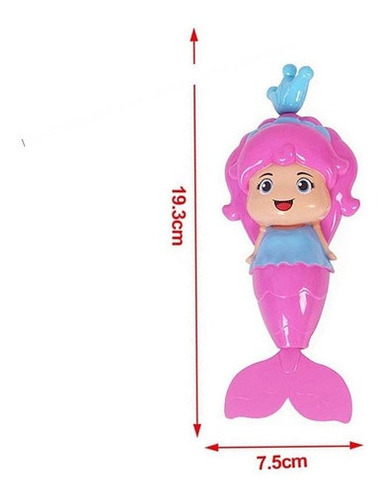 Imagen 3 de 7 de Muñeca Sirena Bebe Para Pileta Agua Baño A Cuerda 19 Cm