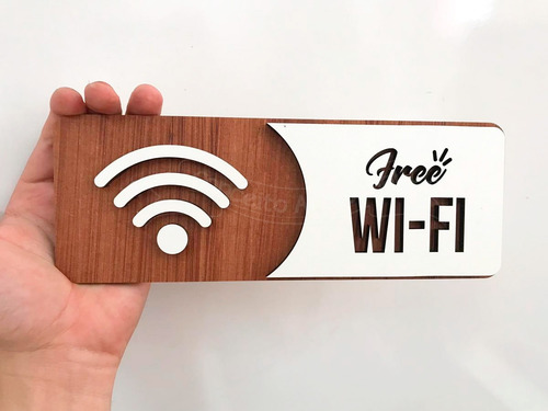Imagem 2 de 4 de Placa De Wi-fi Wifi Indicativa Sinalização Mdf Especial