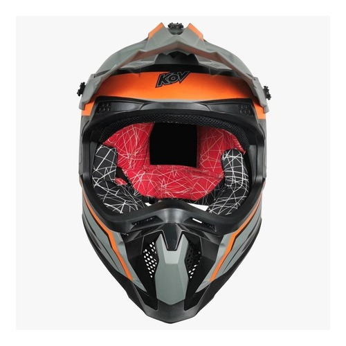 Imagen 2 de 7 de Casco Para Motociclista Cross X4-go Kov Verde Naranja Dot Color Verde-naranja Tamaño Del Casco S