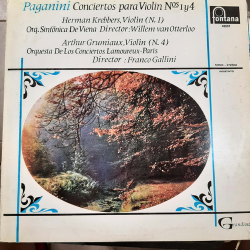 Vinilo Krebbers Grumiaux Violin Paganini Concierto 1 Y 4 Cl2