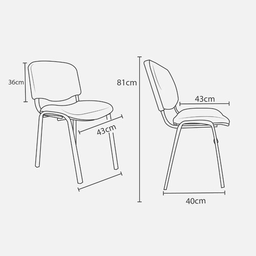 Imagen 3 de 9 de Silla Apilable Fija Indar Iso Sala Espera Tapizada Pack X2