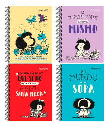 Pack 4 Cuaderno Universitario Mafalda 7mm 150 Hojas 3mat