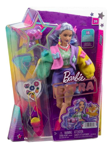 Barbie Extra Muñeca Cabello Lavanda Con Clips De Mariposa