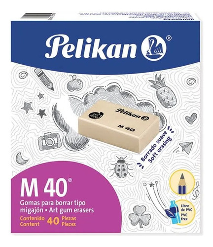 Goma De Borrar Migajón Mediana M 40 Caja Con 40 Pzs Pelikan