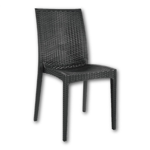 Silla Apilable Jardin Exteriores Simil Ratan Negro