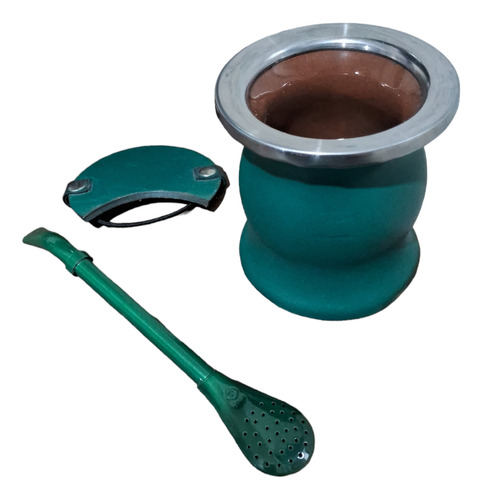 Mate De Ceramica Con Bombilla De Acero Inox Y Tapa