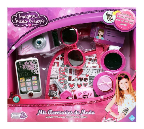 Juego Accesorios De Moda Bolso Lentes Camara Duende Azul Ful