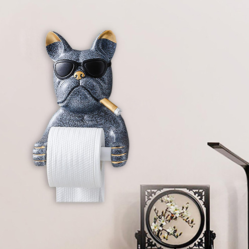 . Soporte De Papel Higiénico Nórdico, Estatua De Perro Gris