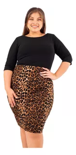 Vestido Susan Plus Size Oficina Animal Print Arma Tu Look