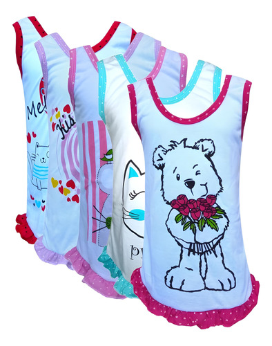 Kit 5 Camisola Camisolinha Infantil Menina Atacado