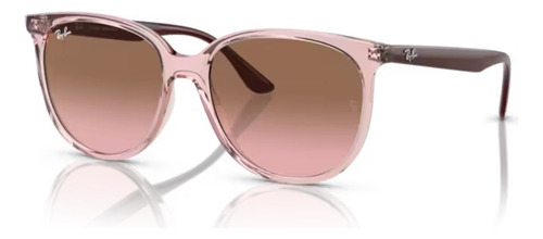 Gafas de sol Ray-ban RB4378l 667214 54, color de montura rosa translúcido, color varilla, color vino oscuro, lente de color rosa/marrón, diseño cuadrado
