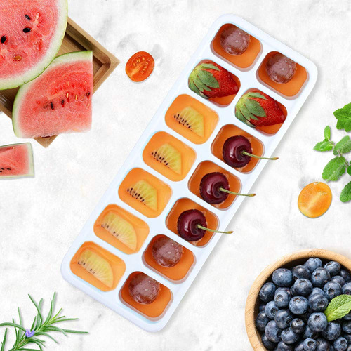 Bandejas Para Cubitos De Hielo 4 Pcs Apilables Sin Bpa Azul