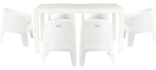 Juego De Jardin 6 Sillones Ibiza + Mesa Niza Gardenlife Estructura Blanco