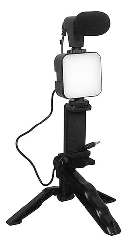 Kit Gravação 4 Em 1 Com Microfone, Led, Suporte Celular