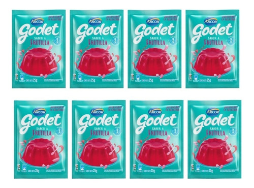 Gelatina Godet Sabor Frutilla Display X 8 Unidades