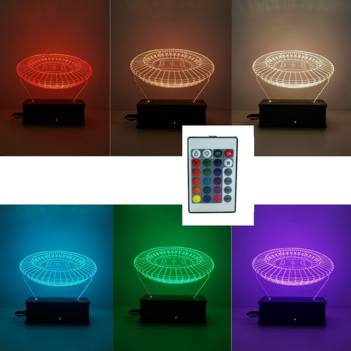 Luminária Led 3d, Maracanã, Estádio,16 Cores+controle