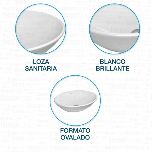 Imagen 6 de 10 de Bacha De Porcelana Apoyo Ovalada Apoyar Oval Promo Deca L68
