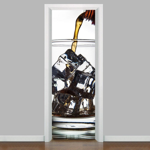 Adesivo De Porta Cozinha Copo Drink - 215x90cm