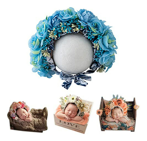 Set De Fotos Para Recién Nacidos Con Sombreros De Flores.