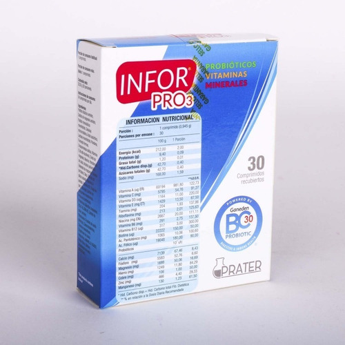 Imagen 2 de 2 de Multivitaminico Infor Pro 3 Vitaminas,minerales Y Probiotic