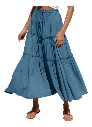 Iglesia Mujer Moda Casual Falda Color Solido Plisado Media