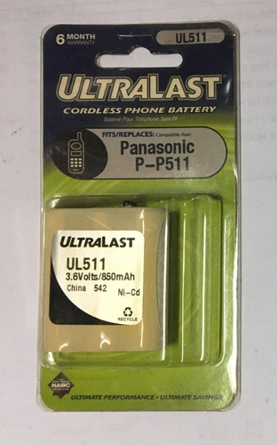 Pila Batería Aa 3.6v 850mah Ultralast Ul511 Panasonic P-p511