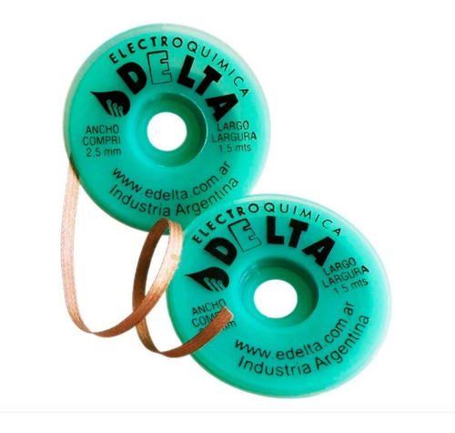 Malla Desoldante De Cobre Delta X Rollo 2,5mm X 1,5 Metros