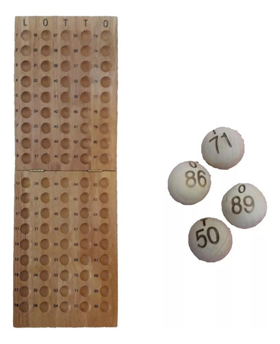 90 Bolillas P/bingo Loteria 2cm + Portabolilla De Madera Srj