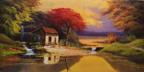 Quadro  Decorativo Pintura Paisagem Pintado A Mão