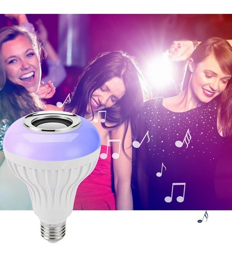 Imagen 4 de 5 de Foco Parlante Bluetooth Multicolor Led Inteligente + Control