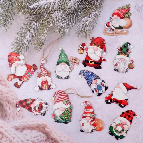 24 Piezas De Adornos De Gnomo De Navidad, Coronas De