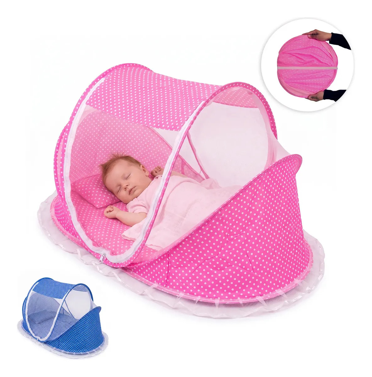 Cuna Moisés Plegable Portátil Mosquitero Bebe Colchon Niños Color Rosa