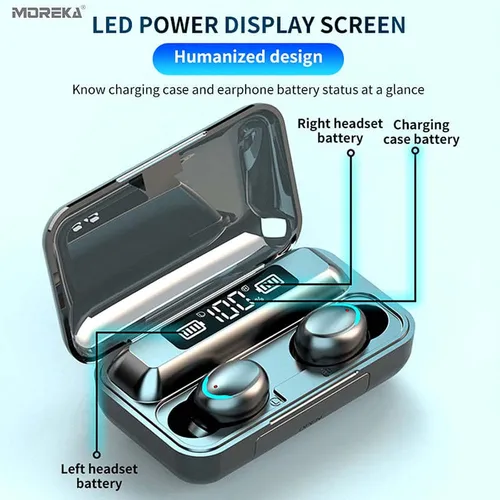 Aud fonos Bluetooth 5.0 Moreka F9 Tws Power Bank B sico