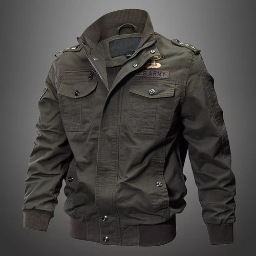 Chaqueta Militar Para Hombre Con Cremallera, Chaqueta De Aviador