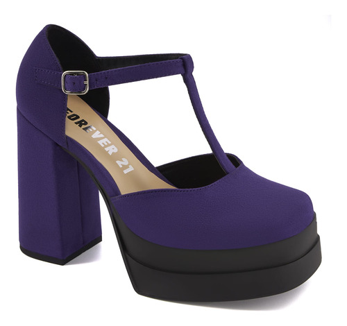 Zapatilla Vestir Forever 21 Doble Plataforma Pulsera Morado