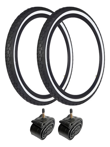 Llantas Negras Cara Blanca Para Bicicleta Ciclismo Urbana Retro Vintage Clasica R26 x 2.125 + 2 Cámaras De Aire Butilio