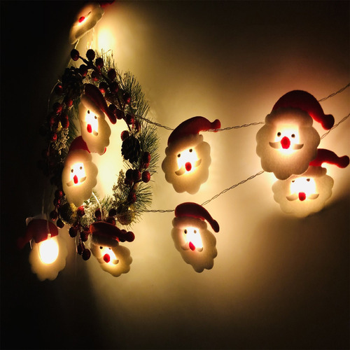 Luces Pequeñas Y Coloridas Con Forma De Cabeza De Papá Noel