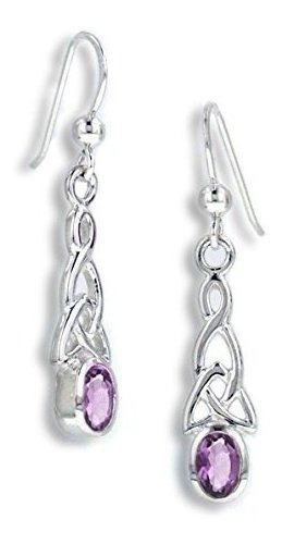 Aretes Anzuelo - Sterling Silver Celtic Knot And Genuine Ame