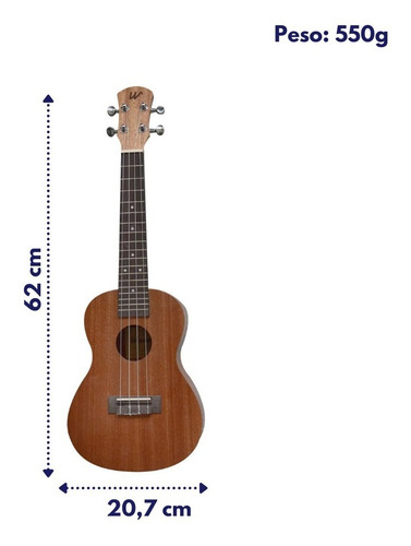 Imagem 4 de 6 de Ukulele Winner Concert 23 Sapele Laminado Sem Capa 11023