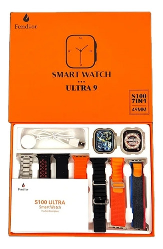 Smart Watch S100 Ultra 9 Reloj 7 Correas Funda Protectora 