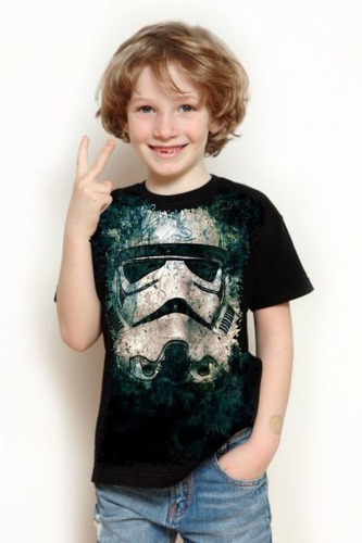 Camisa, Camiseta Criança 5%off Filme Star Wars Storm Trooper