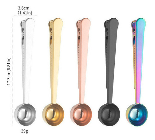 Swd Cuchara Con Clip De Acero Inoxidable, 5 Unidades,