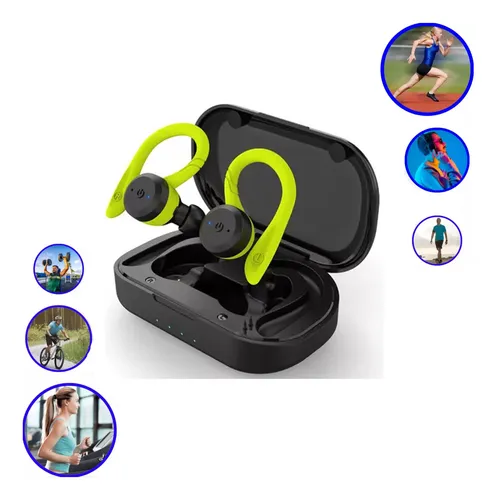 Auriculares inalámbricos, Bluetooth 5.1 para deportes, con estuche de carga  inalámbrica y ganchos para los oídos, impermeables, con micrófono, para