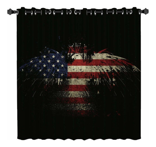 Blackout Room Darkening Curtains  52x52in American Flag...