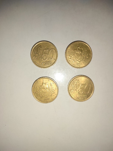 Monedas 50 Céntimos Italia Años 2002 Y 2004