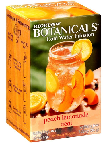 Te Bigelow Frio Melocoton Limonada Acai Peach Botanicals